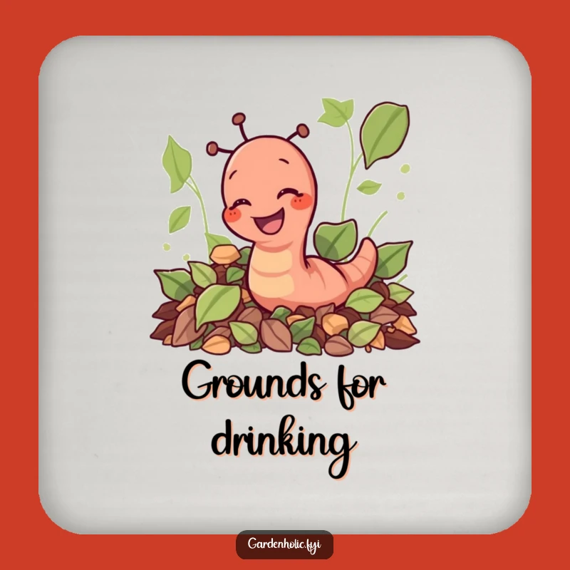 Funny Earthworm Digging Leaves Coaster: Garden Protection, Perfect Gift