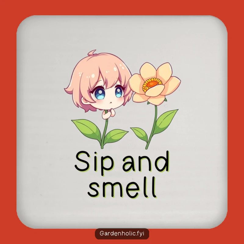 Funny Flower Admirer Coaster: Nature Decor, Vibrant Design, Perfect Funny Gift