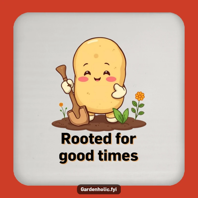 Funny Happy Potato Coaster: Enthusiastic Gardener Gift for Spud Drinkers