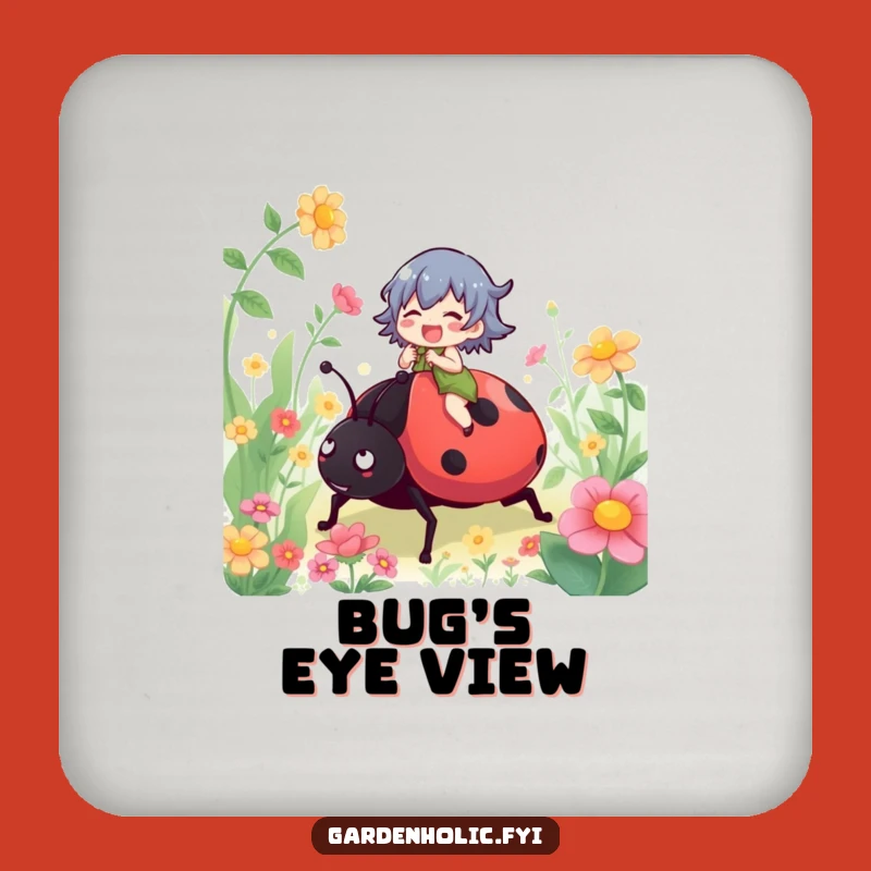 Funny Ladybug Rider Drink Coaster: Protect Surfaces with Garden Fun, Perfect Funny Gift