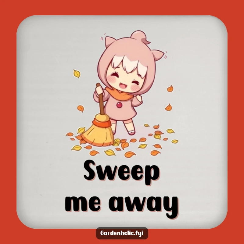 Funny Leaf Sweeper Coaster Set - Autumn Decor Character, Unique Funny Gift for Tables