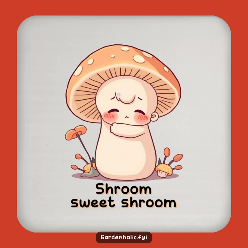 Funny Mushroom Hugger Coaster Set - Forest Decor Character, Unique Funny Gift for Tables