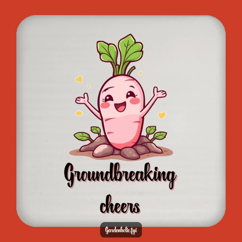 Funny Radish Coasters: Happy Veggie Bursting, Set Funny Gift for Tables