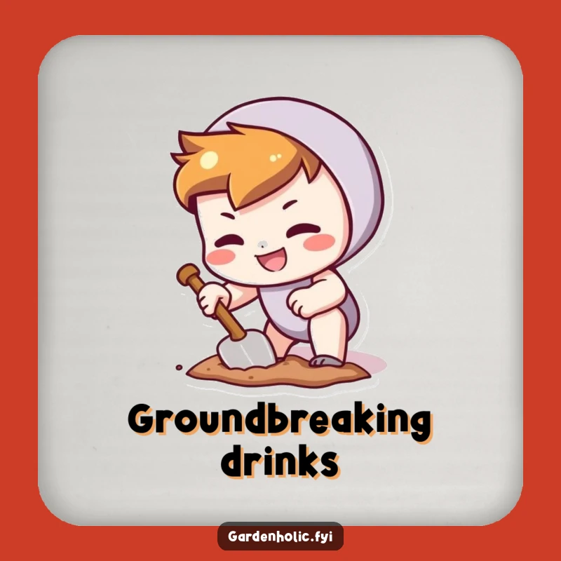 Funny Digger Drink Coaster: Trowel Protection, Unique Hobby Gift Coaster