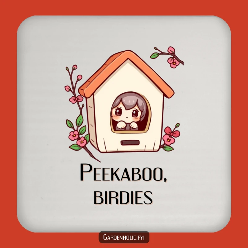 Funny Curious Character Birdhouse Coaster - Protect Surfaces Humor Gift