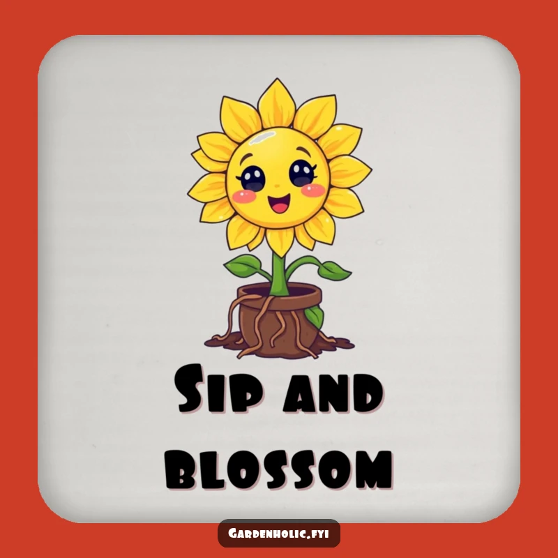 Set of Funny Sunflower Coasters: Protect Surfaces With Enthusiastic Roots, A Hilarious Gift