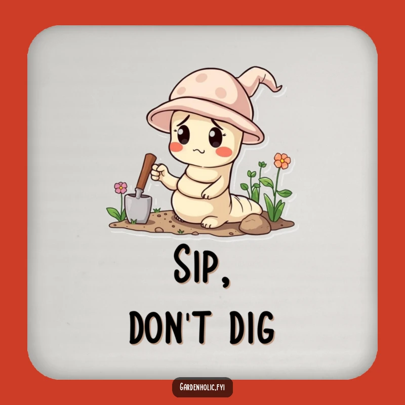 Funny Worm Gardening Coaster - Protect Surfaces with Earthy Charm!