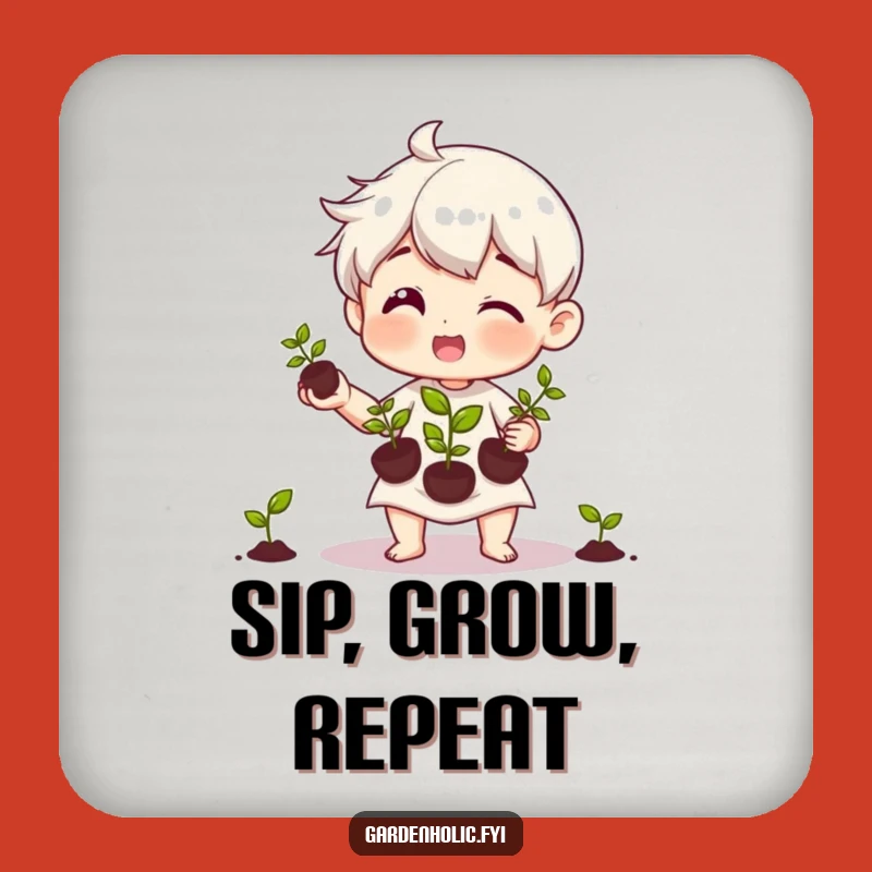 Funny Juggling Seedlings Coaster: Small Gift for Plant Enthusiasts