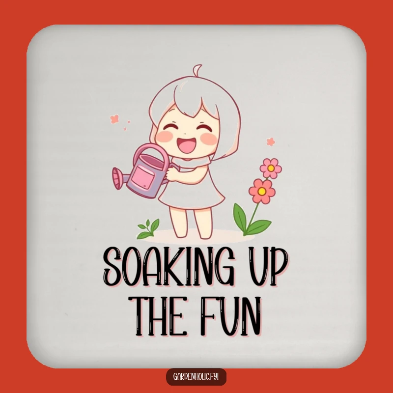 Funny Cute Plant Coaster: Character Watering Bloom, Hilarious Gift for Home Bar & Garden Lovers