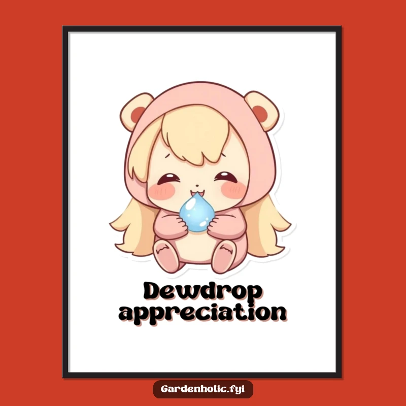 Funny Dewdrop Hug Poster - Gentle Character Art, Tiny Sparkle Decor, Hilarious Funny Gift!