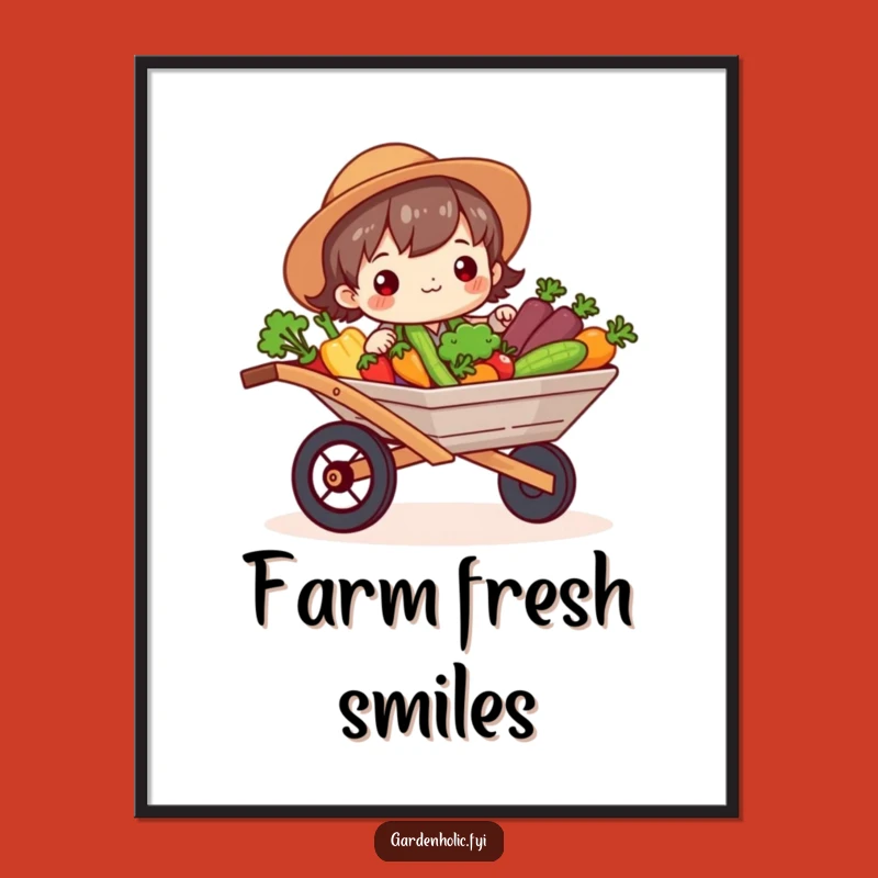Funny Gardener Poster: Veggie Wheelbarrow Bounty - Vibrant Nature Art Gift