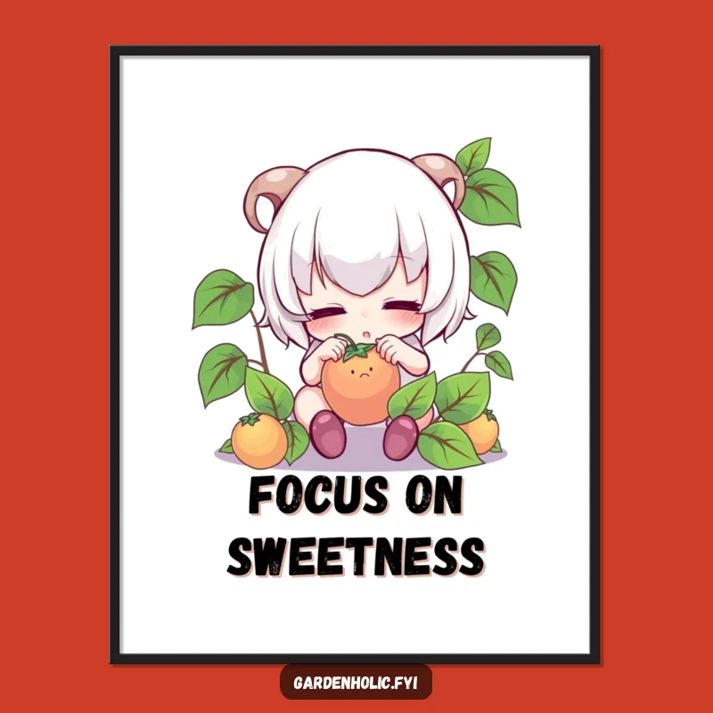 Funny Gardener Poster: Focused Character's Tiny Fruit Art Print