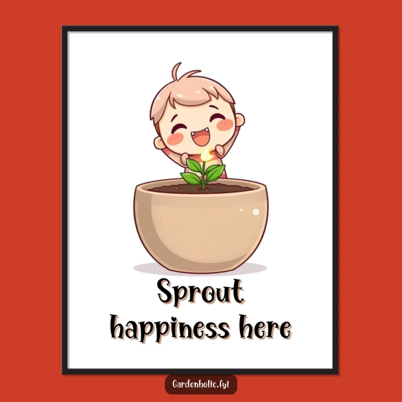 Funny Gardener Poster: Cute Planting Character Art, Perfect Gift for Plant Enthusiasts