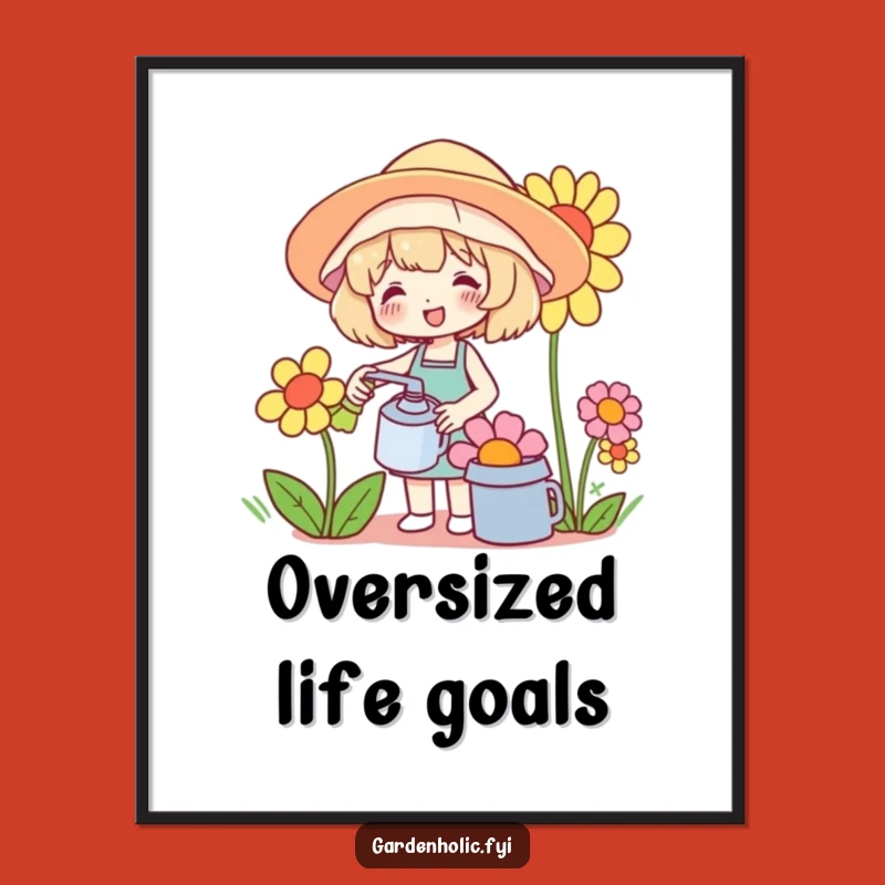 Funny Gardener Poster: Giant Flower Art, Cheerful Wall Decor Funny Gift