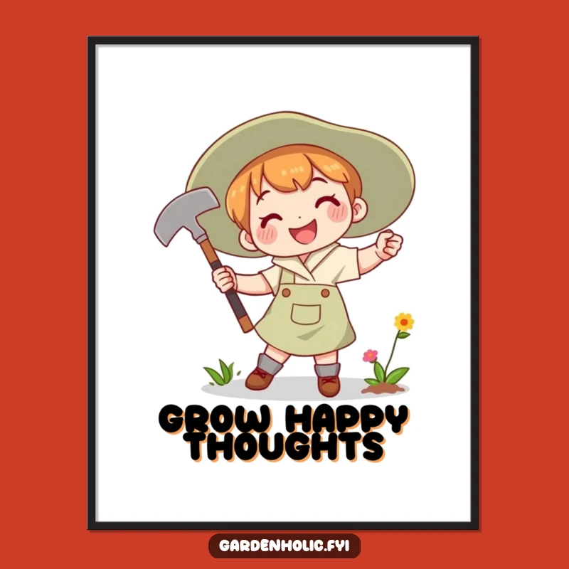 Funny Poster: Joyful Hoe Swinger, Determined Gardener Art, Perfect Funny Gift