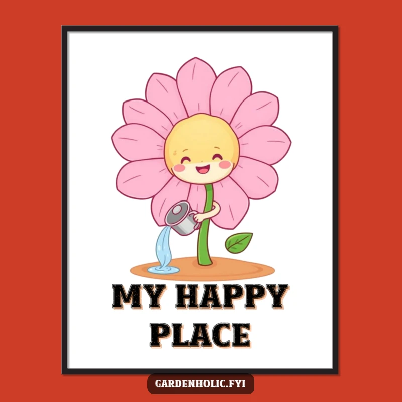 Funny Sprout Watering Flower Poster: Vibrant Garden Art, Perfect Gift
