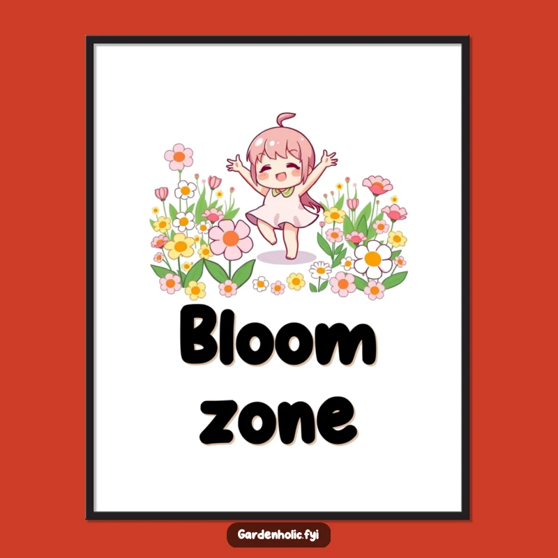 Funny Victory Dance Poster: Character Celebrating Flowers, Whimsical Wall Art & Gift