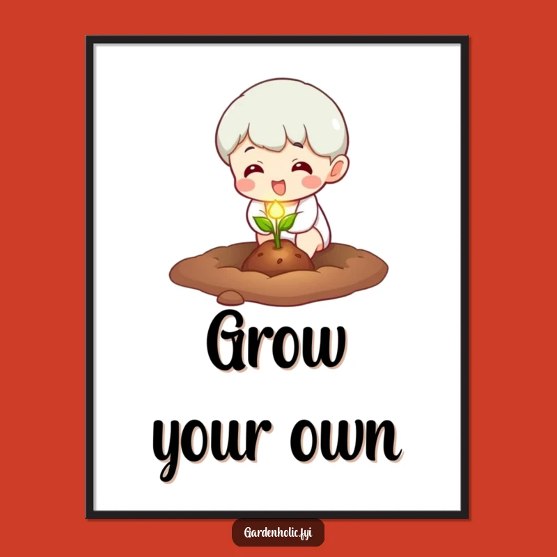Funny Glowing Seed Planter Poster - Artful Character Planting, Decorative Funny Gift for Walls