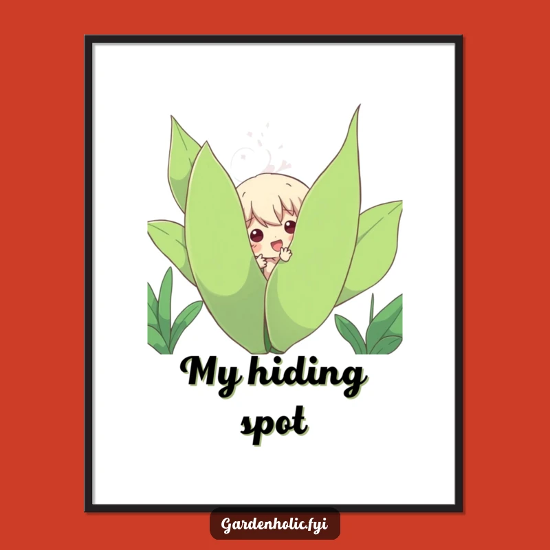 Funny Plant Peeker Poster - Whimsical Character Hiding, Charming Funny Gift for Wall Art