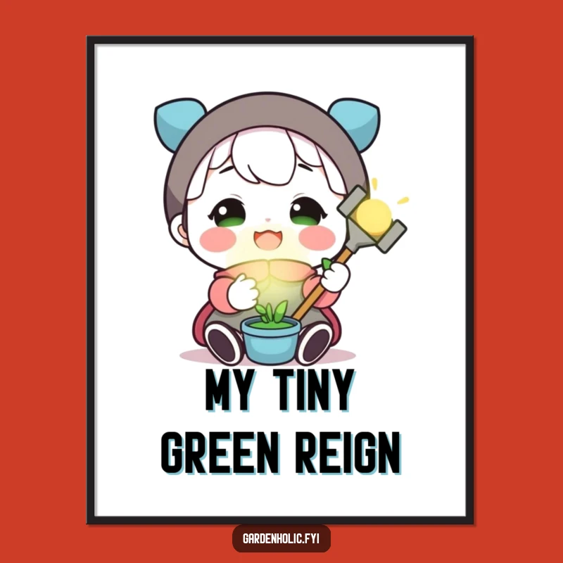 Funny Glowing Garden Tool Poster: Brighten Walls with Plant Joy!