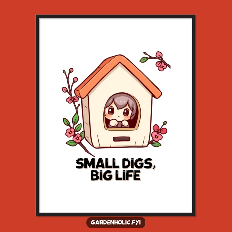 Funny Curious Peeking Birdhouse Poster - Whimsical Wall Art Gift