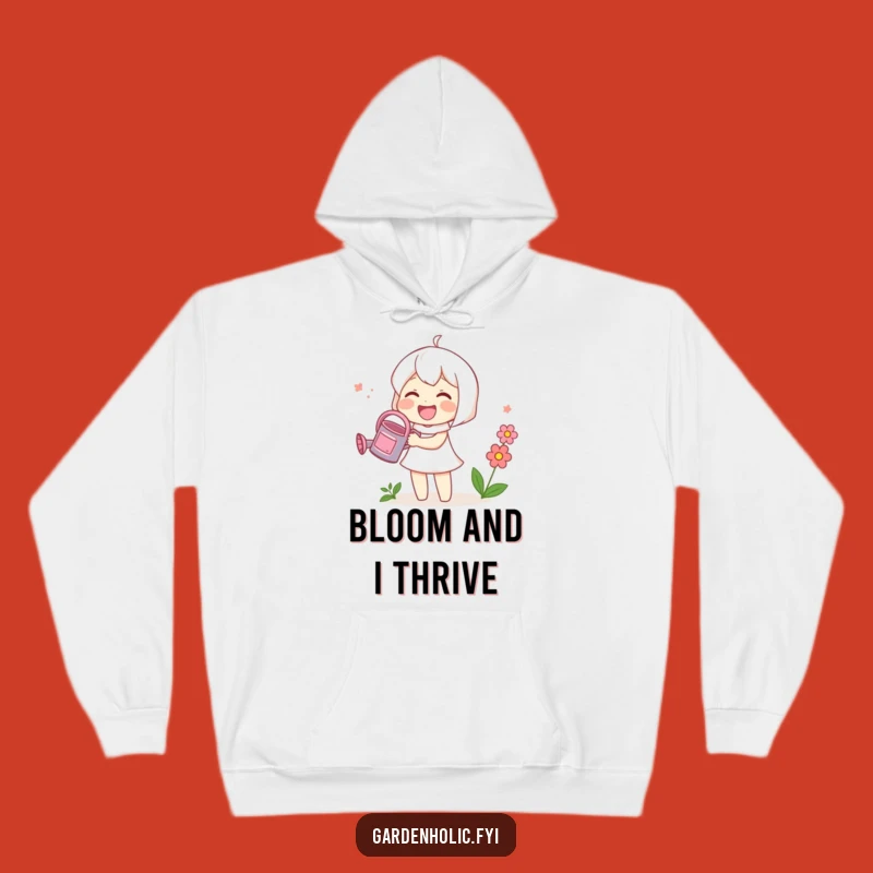 Funny Cozy Gardener Hoodie: Cute Character Watering Flowers, Warm & Hilarious Gift for Plant Lovers