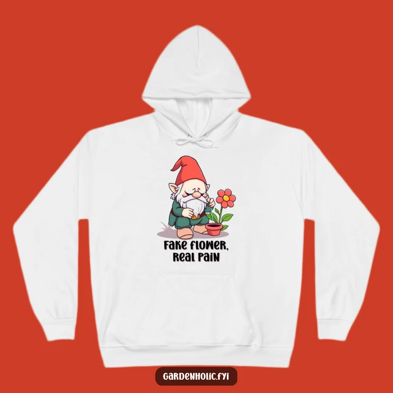Funny Grumpy Gnome Hoodie: Cozy and Comical Gardening Gift for Plastic Flower Sufferers