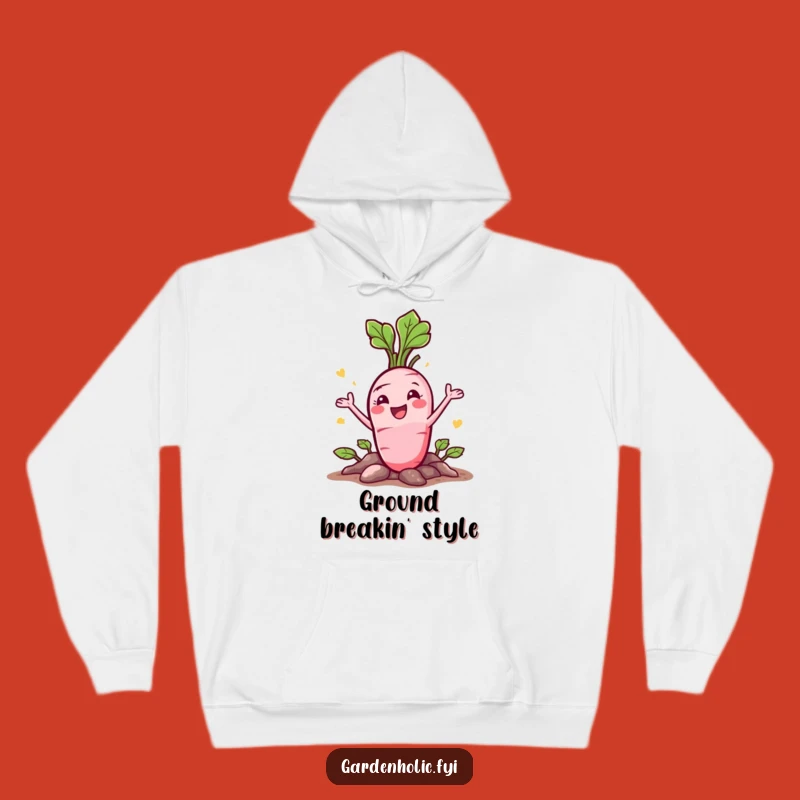 Funny Radish Hoodie: Happy Veggie Bursting, Cozy Funny Gift for Gardeners