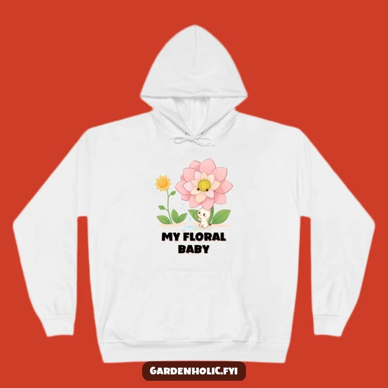 Funny Blooming Hoodie: Cozy Creature Watering Giant Flower, Warm Humorous Gift!
