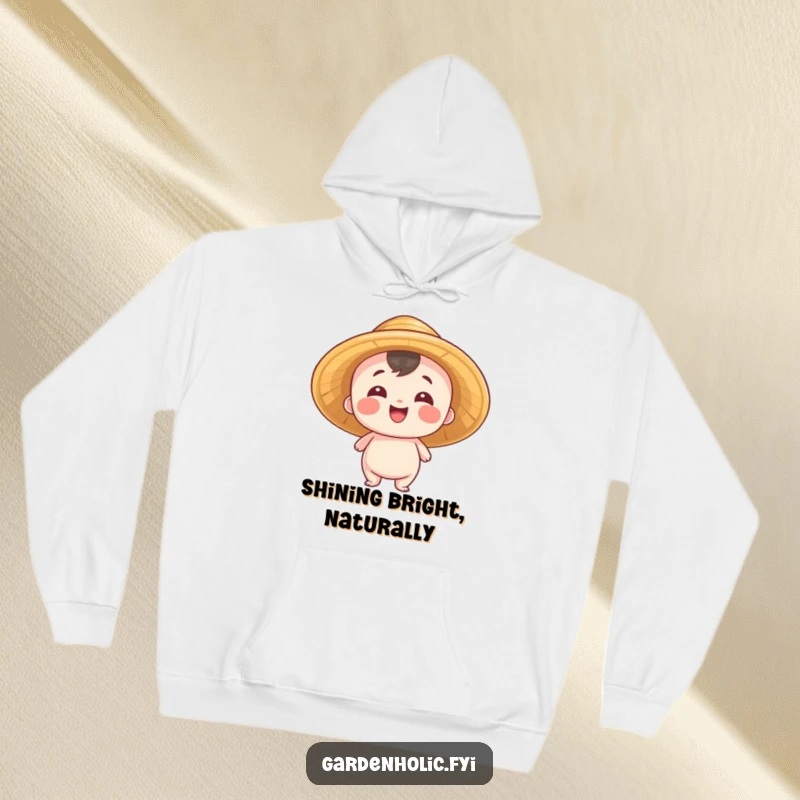 Funny Hoodie: Small entity wearing a straw hat, beaming with pride, providing cozy comfort and humorous celebration, a great funny gift.