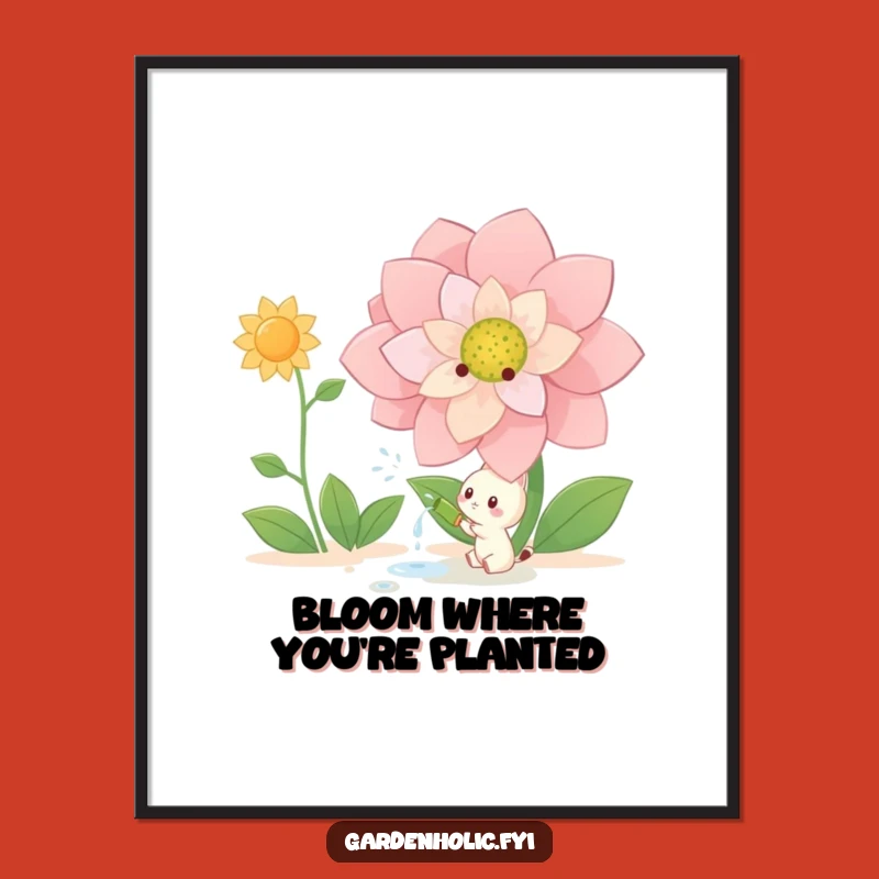 Free Printable Wall Art: Happy Creature, Giant Flower, Funny Downloadable Decor