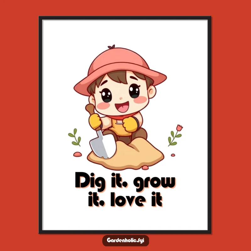 Free Printable Wall Art: Enthusiastic Little Digger Downloadable Art for Gardeners