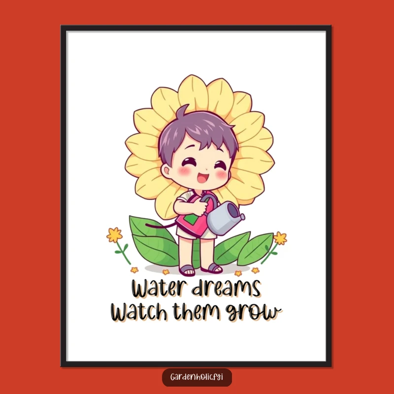 Free Printable Wall Art: Funny Flower Watering Downloadable Decor for Cheerful Spaces