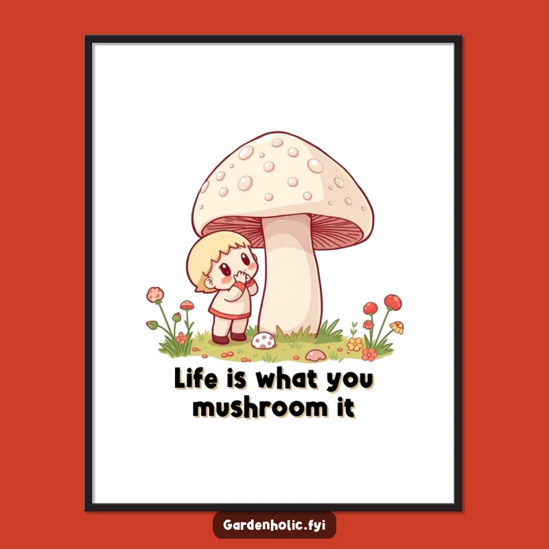 Free Printable Wall Art: Funny Mushroom Explorer Character for Whimsical Nature Decor