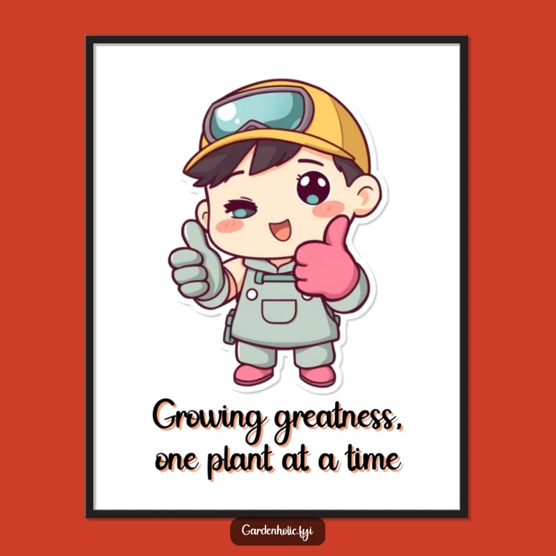 Funny Free Printable Wall Art: Gardener Thumbs Up Glove Garden Downloadable Decor