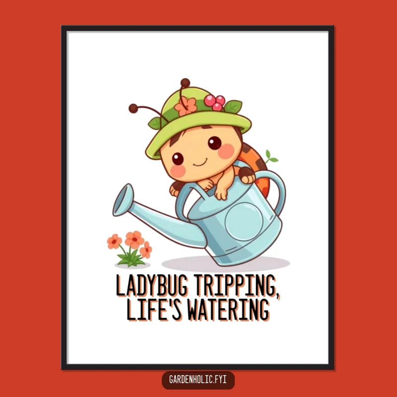 Free Printable Wall Art: Ladybug Garden Mishap, Funny Downloadable Decor Gift