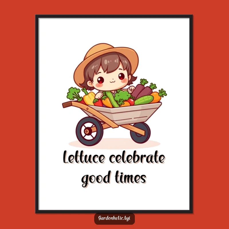 Funny Free Printable Wall Art: Veggie Wheelbarrow, Downloadable Garden Decor Gift