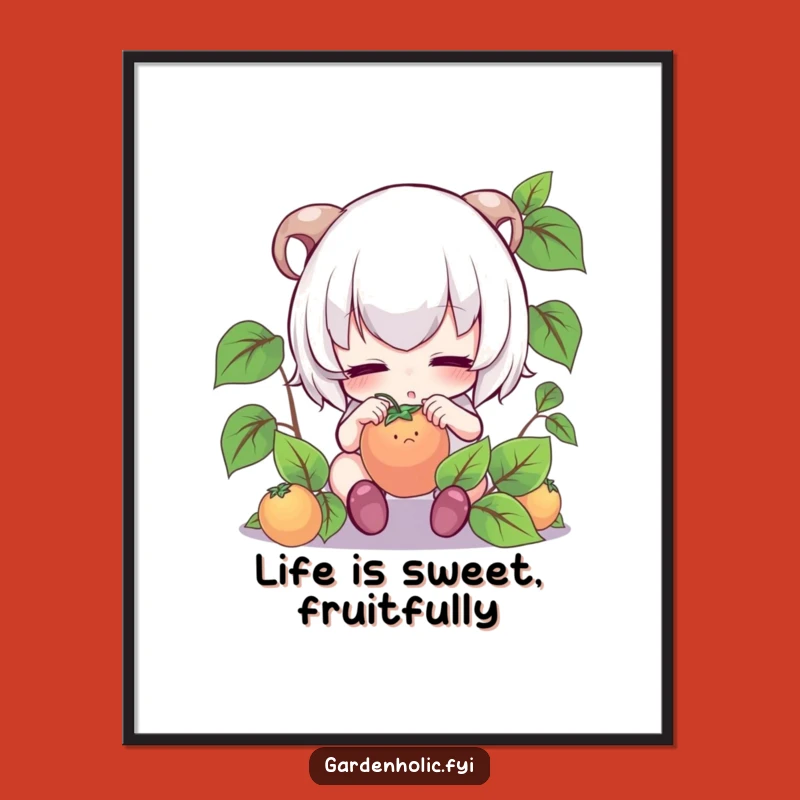 Funny Free Printable Wall Art: Focused Gardener Tending Tiny Fruit for Kitchen
