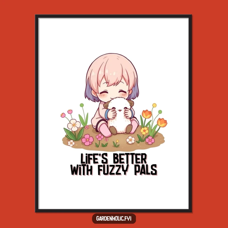 Free Printable Wall Art: Funny Garden Cuddle Character for Whimsical Home Decor - Downloadable Art