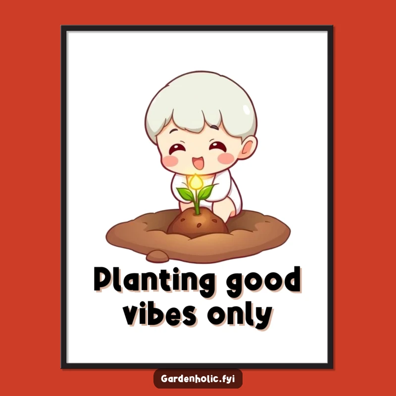 Funny Free Printable Wall Art: Glowing Seed Planter Character, Whimsical Downloadable Art for Inspiration