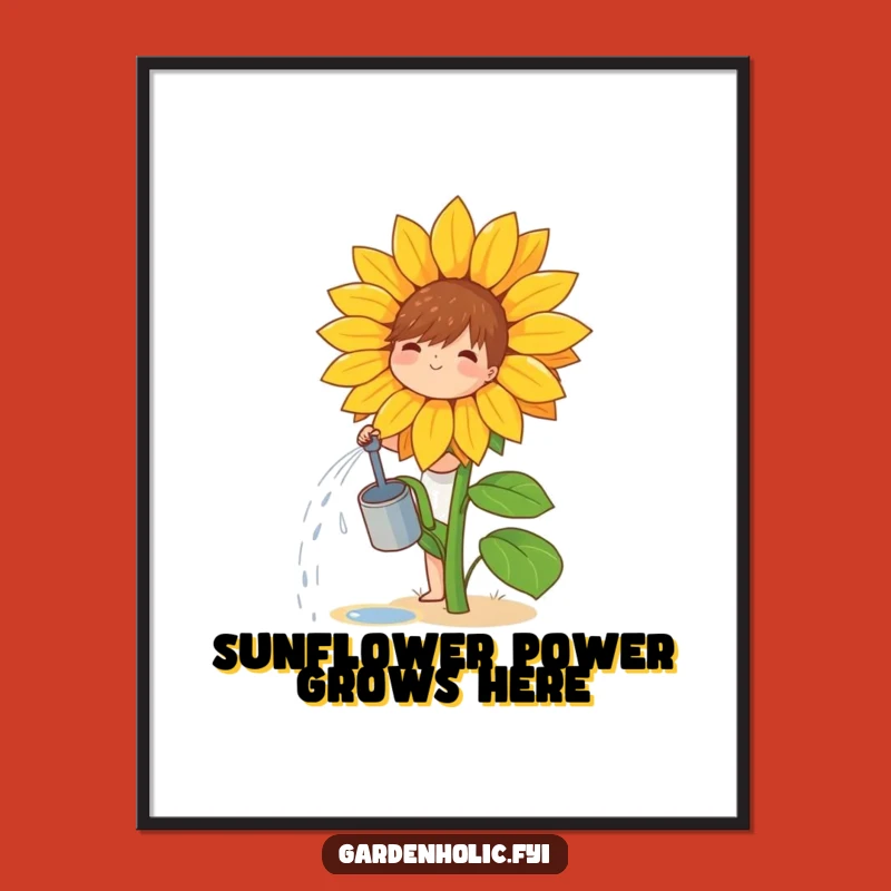 Funny Free Printable Wall Art: Happy Sunflower Nurturer Decor Downloadable