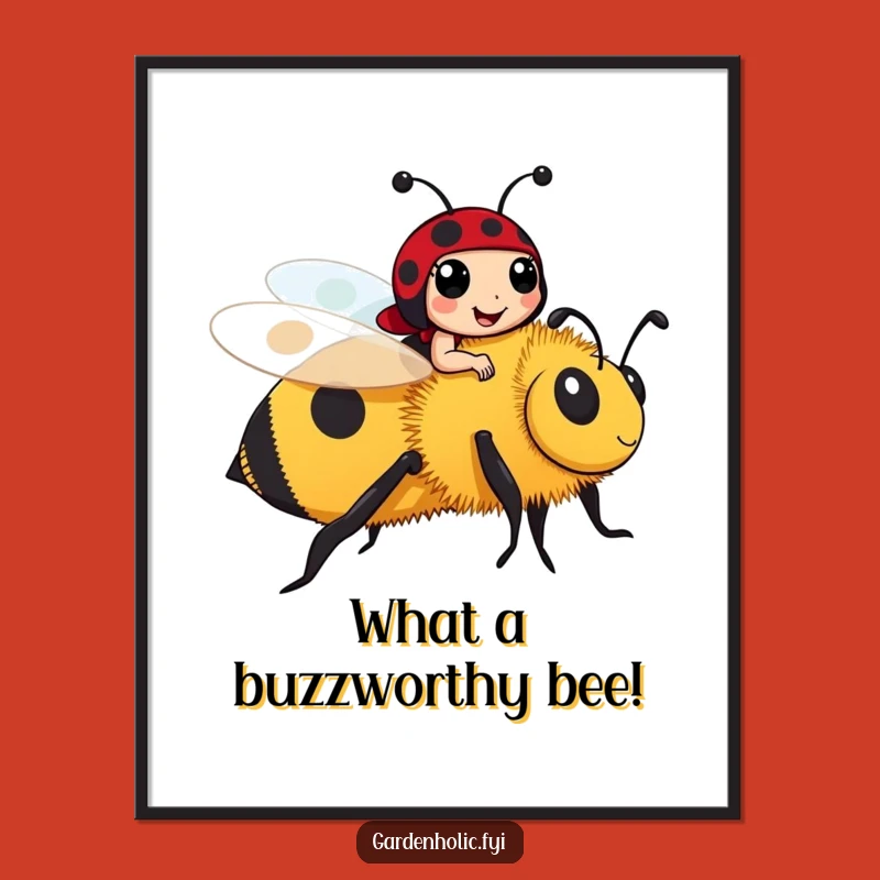 Funny Ladybug Bee Free Printable Wall Art: Cute Downloadable Nature Decor