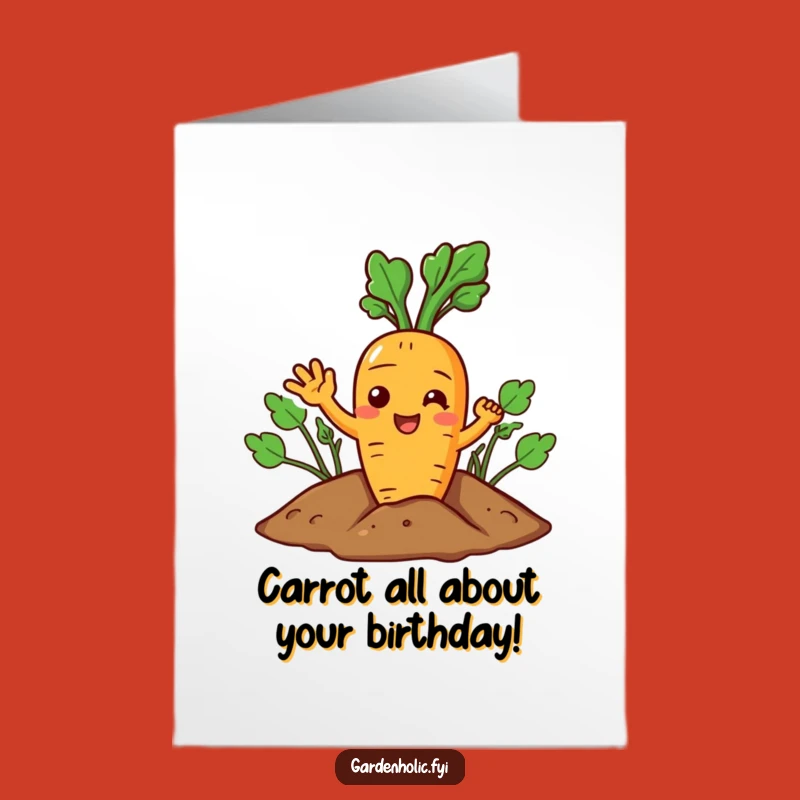 Free Printable Birthday Card: Joyful Carrot Wave, Funny DIY Gift Idea