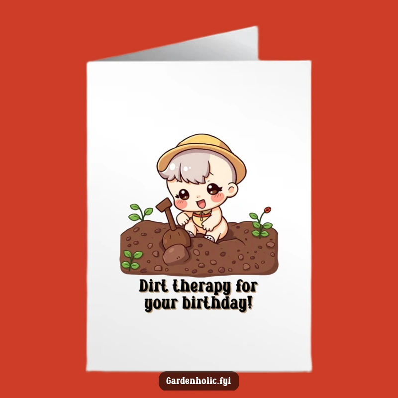 Free Printable Birthday Card: Funny Digging Character, Hilarious Downloadable Gift