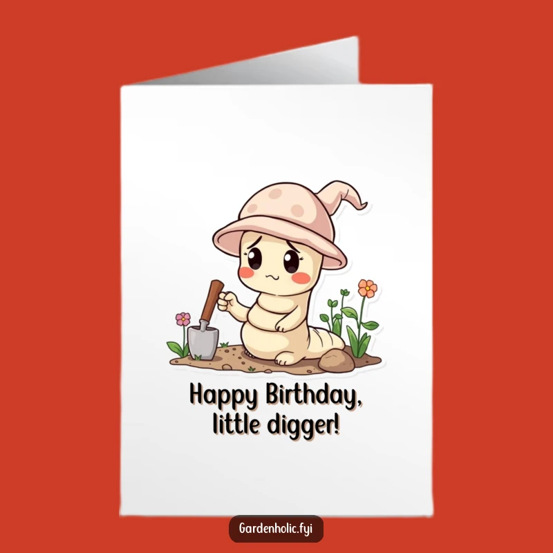Free Printable Worm Birthday Card: Goofy Downloadable Greeting for Gardeners