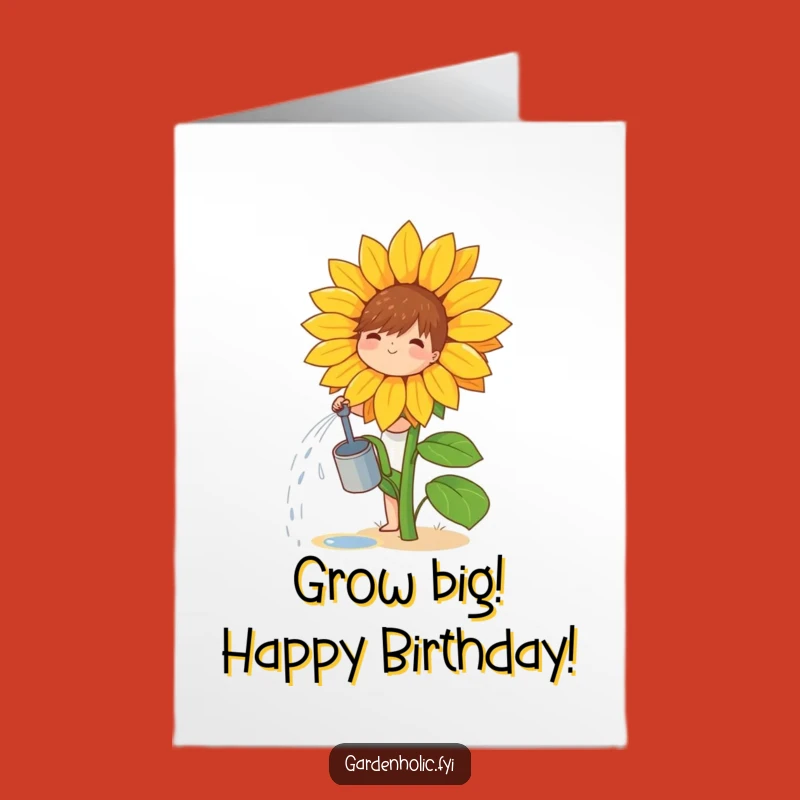 Free Printable Birthday Card: Joyful Growth Character Sunflower Downloadable Gift