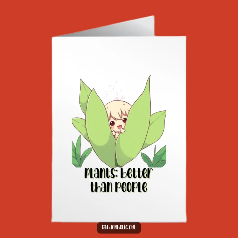 Free Printable Birthday Card: Funny Peeking Plant Character, Hilarious Downloadable Greeting Card Gift