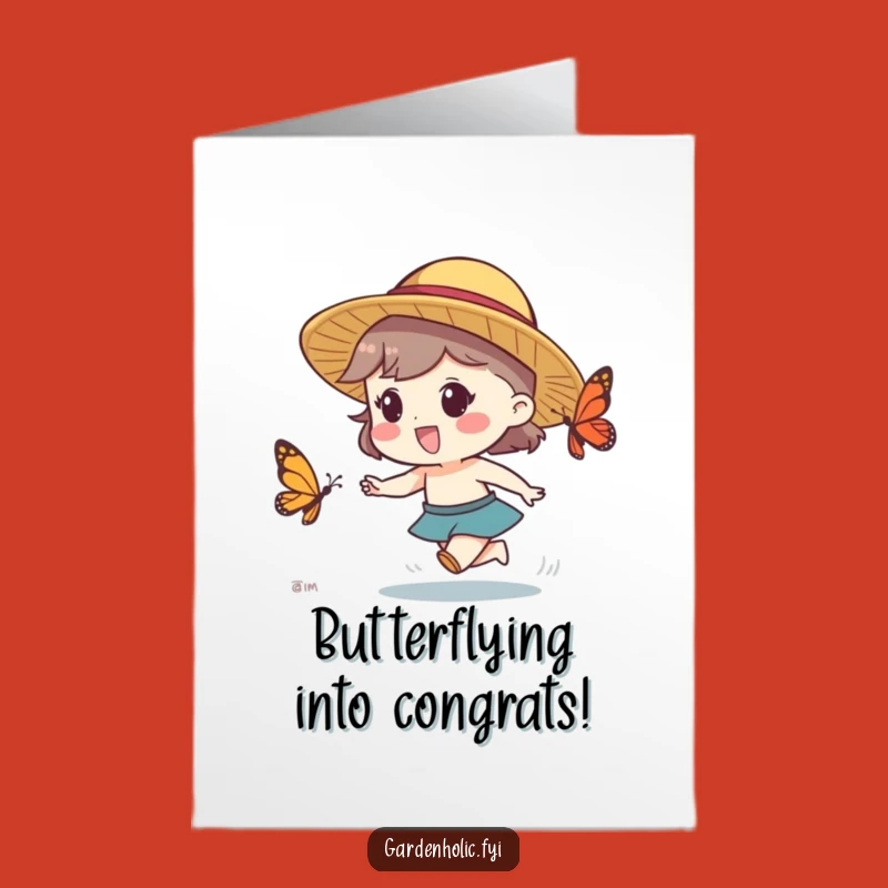 Congrats Free Printable Card: Straw Hat Pal Chasing Success - Your Joyful Win!