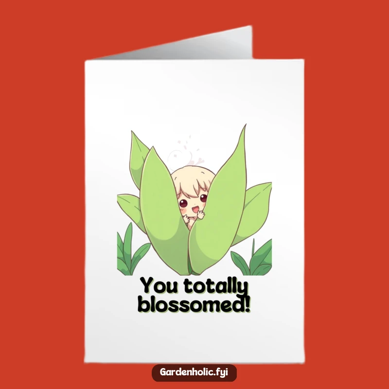 Free Printable Congrats Card: Funny Peeking Plant Character, Cheeky Downloadable Greeting for Any Win