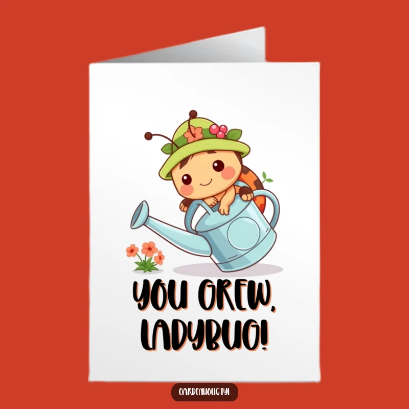 Free Printable Congrats Card: Ladybug's Garden Mishap, Funny Downloadable Gift